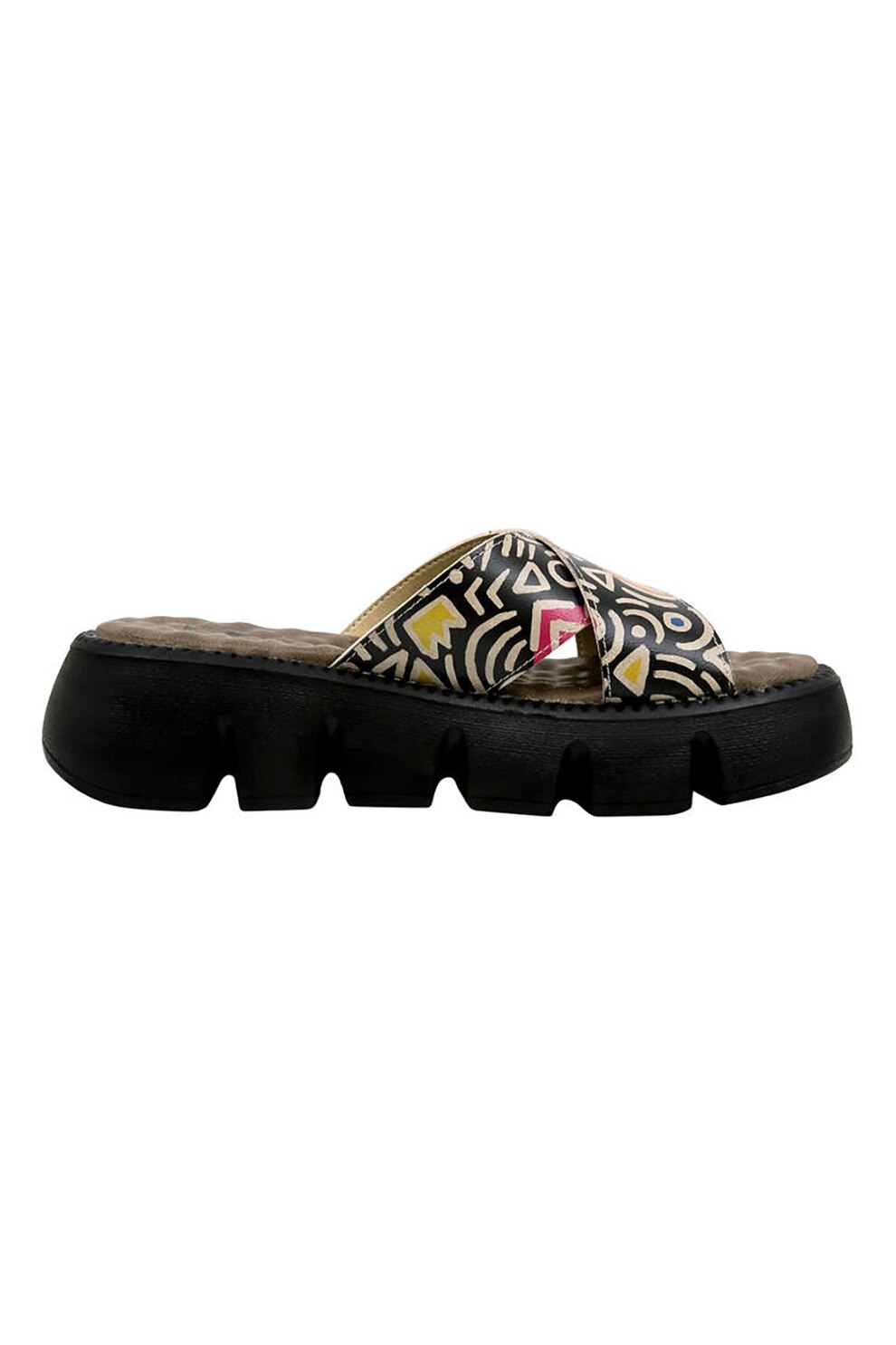 DOGO SHOES, Sandale din piele ecologica Abstract Outline, Negru