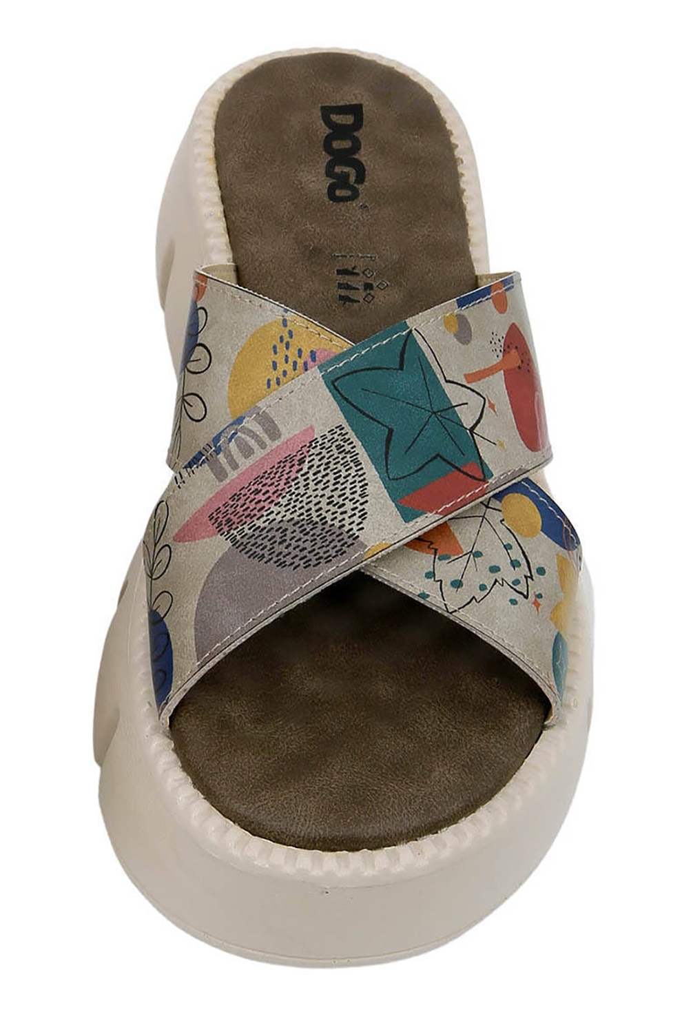 DOGOページ DOGO SHOES, Sandale din piele ecologica Abstract Leaves, Albastru