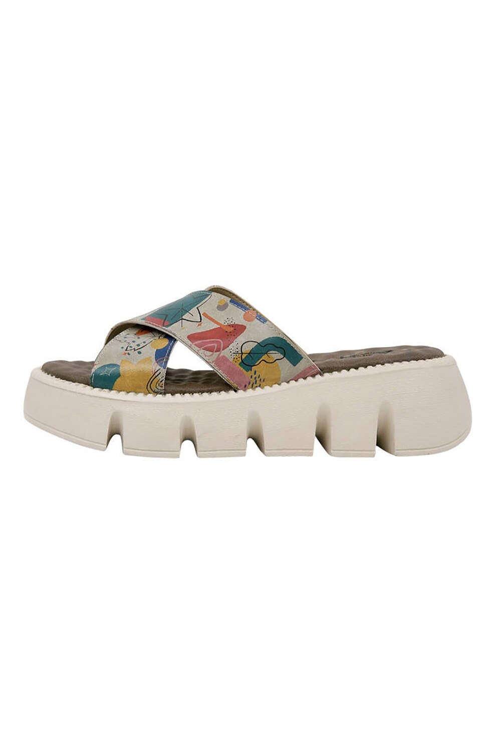 DOGOページ DOGO SHOES, Sandale din piele ecologica Abstract Leaves, Albastru