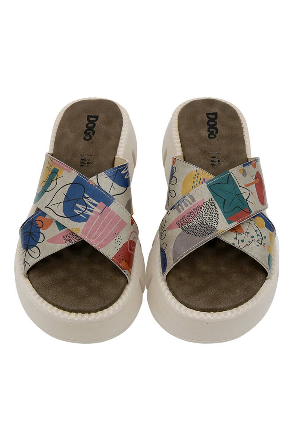 DOGOページ DOGO SHOES, Sandale din piele ecologica Abstract Leaves, Albastru