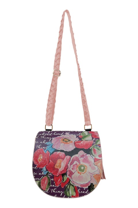 DOGO SHOES, Geanta crossbody din piele ecologica Good Things Are Ahead, Corai, Roz pastel, Verde feriga