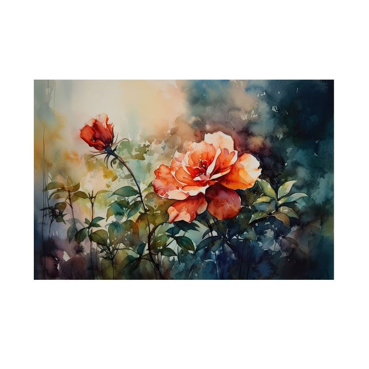 Tablou Cu Flori, Ecouri Florale, MDF, 90x60 cm