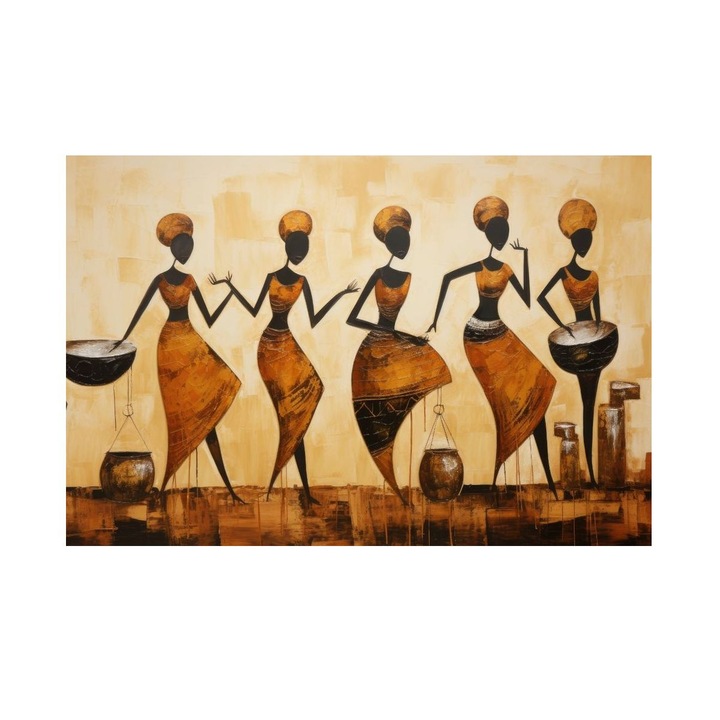 Tablou Siluete Africane, Radacinile Muzicii, MDF, 90x60 cm