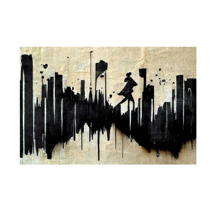 Tablou Siluete Urbane, Pulsul Orasului, MDF, 90x60 cm