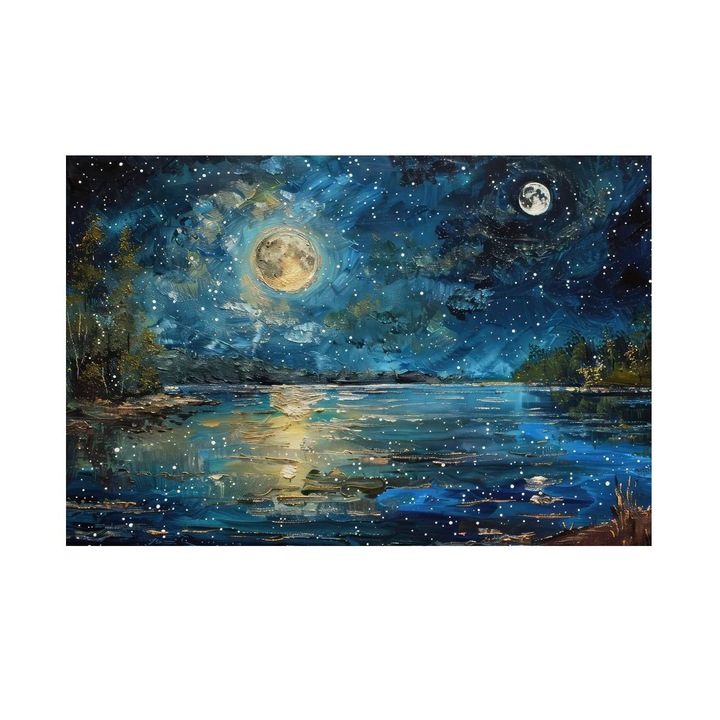 Tablou Abstract Nocturn, Visul Cosmic, MDF, 90x60 cm