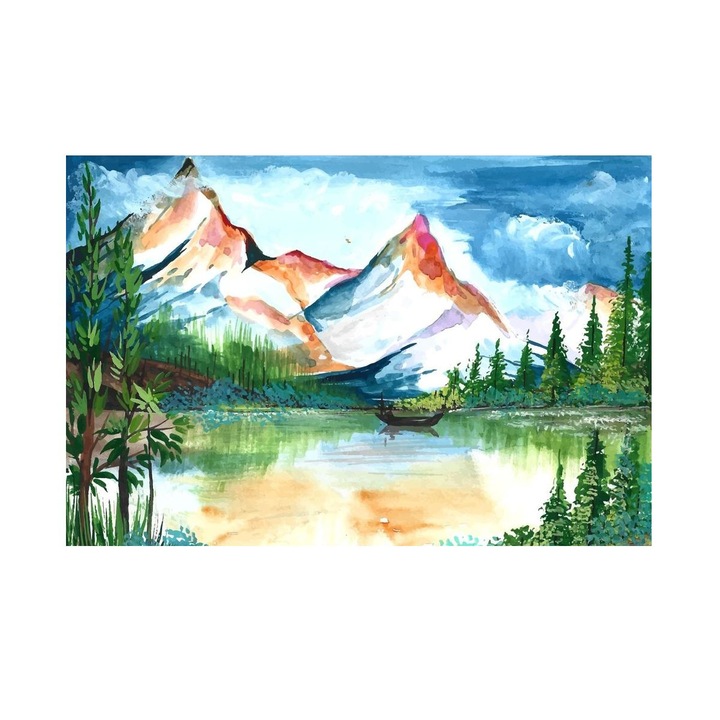 Картина Пейзаж Планина, Планини и Езеро, MDF, 90x60 см