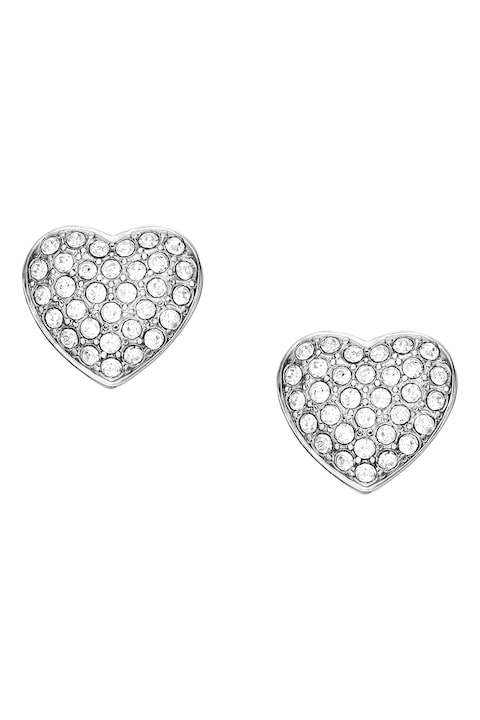 Fossil, Cercei cu tija, in forma de inima, Argintiu