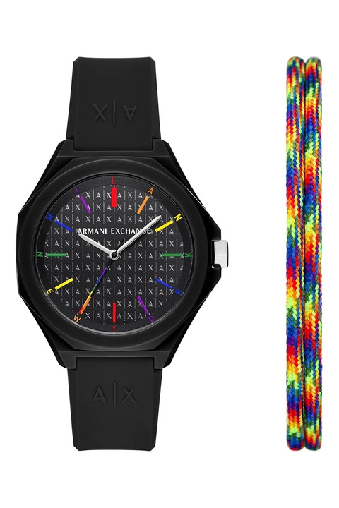 ARMANI EXCHANGE, Karóra és karkötő szett, Fekete