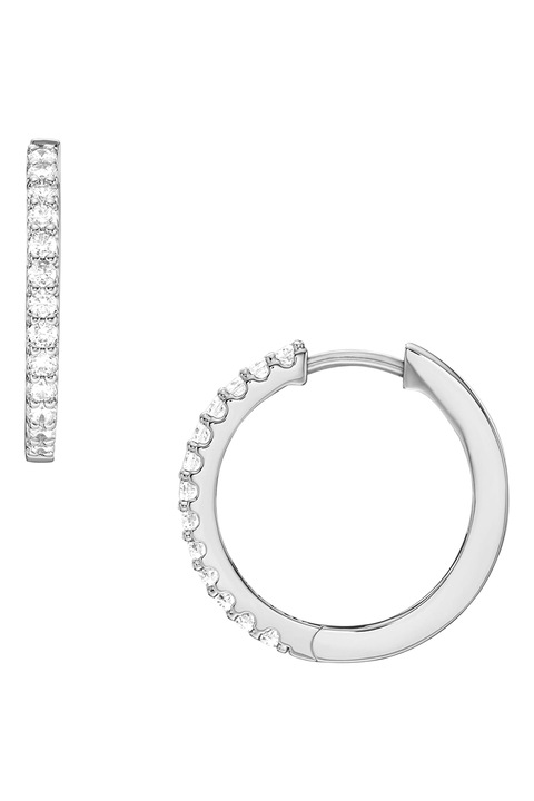 Fossil, Обеци тип халки с циркони, Сребрист
