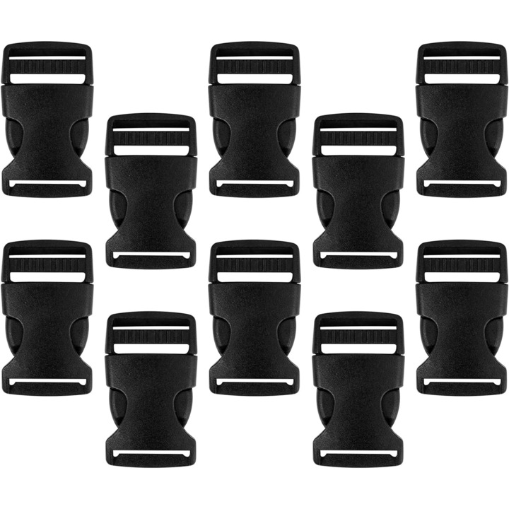 Комплект от 10 QttvbTna катарами за раница, пластмасови, черни, 25 мм