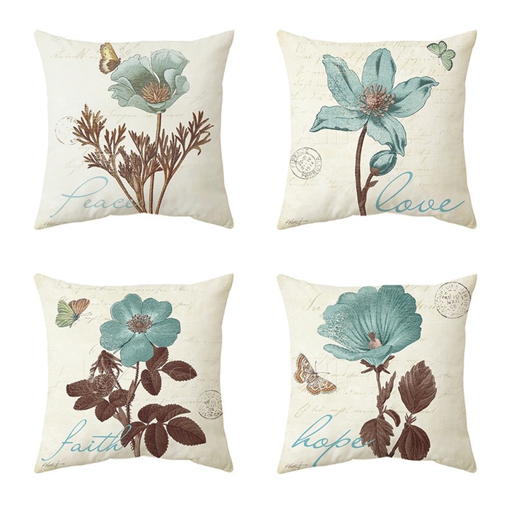 Set 4 huse perna, design etnic, multicolor, 45x45cm