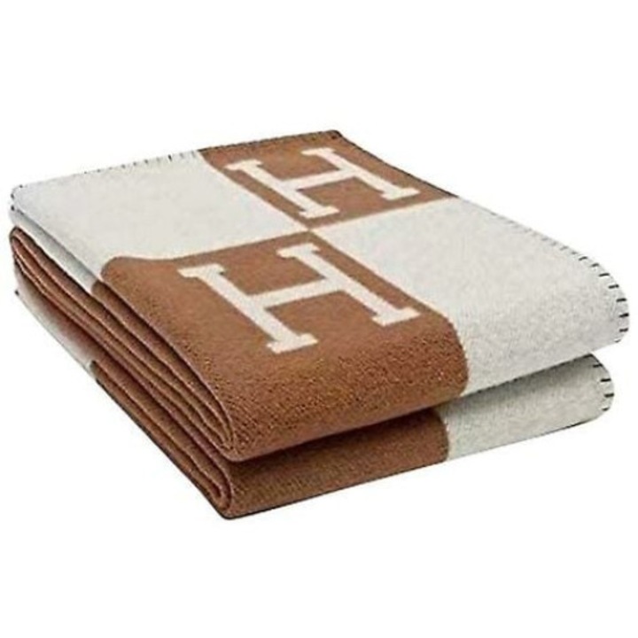 Одеяло, QttvbTna, кашмир, кафяво/бяло, 140x170см