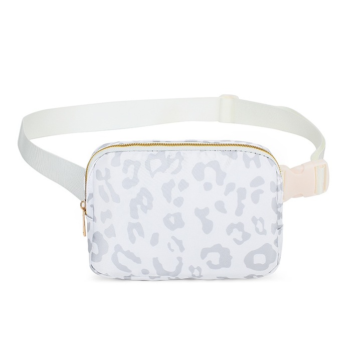 Női kézitáska, leopárdmintás, fehér