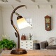 Lampa de masa LOELLA 8350877 31-10, stil vintage, metal si sticla, design floral, E14, inaltime 40 cm, maro