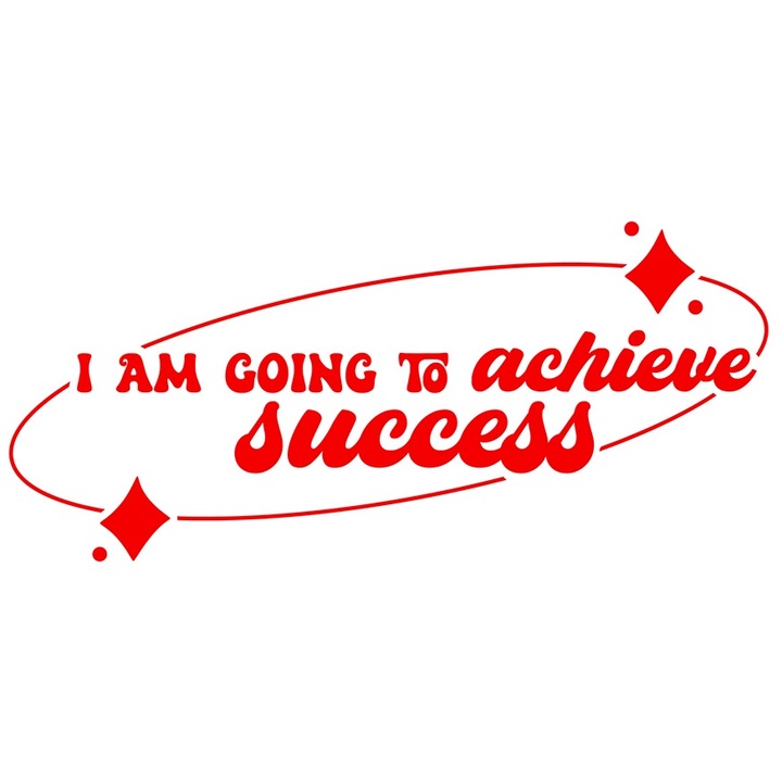 Sticker Exterior cu textul "Voi obtine succesul" - ambitie realizari, Vinyl Rosu, 50 cm