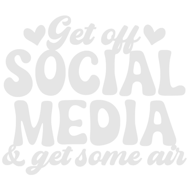 Sticker Exterior cu inimioare si mesaj care te indeamna sa mai iesi pe afara si sa inchizi aplicatiile de social media, Vinyl Alb, 30 cm