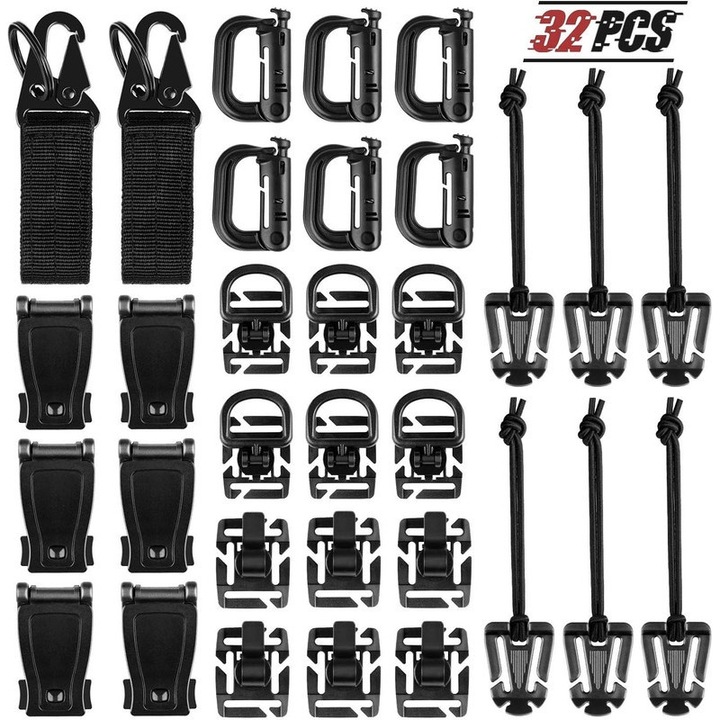 Set accesorii camping, 32 piese, multicolor