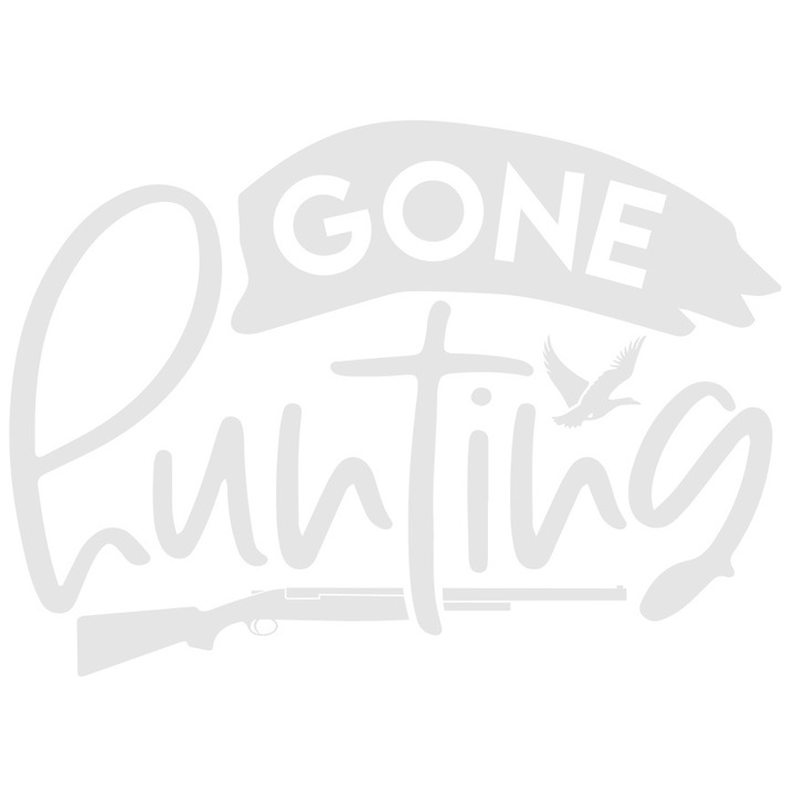 Sticker Exterior cu textul in limba engleza "Gone hunting" - plecat la vanatoare pasiune, Vinyl Alb, 30 cm