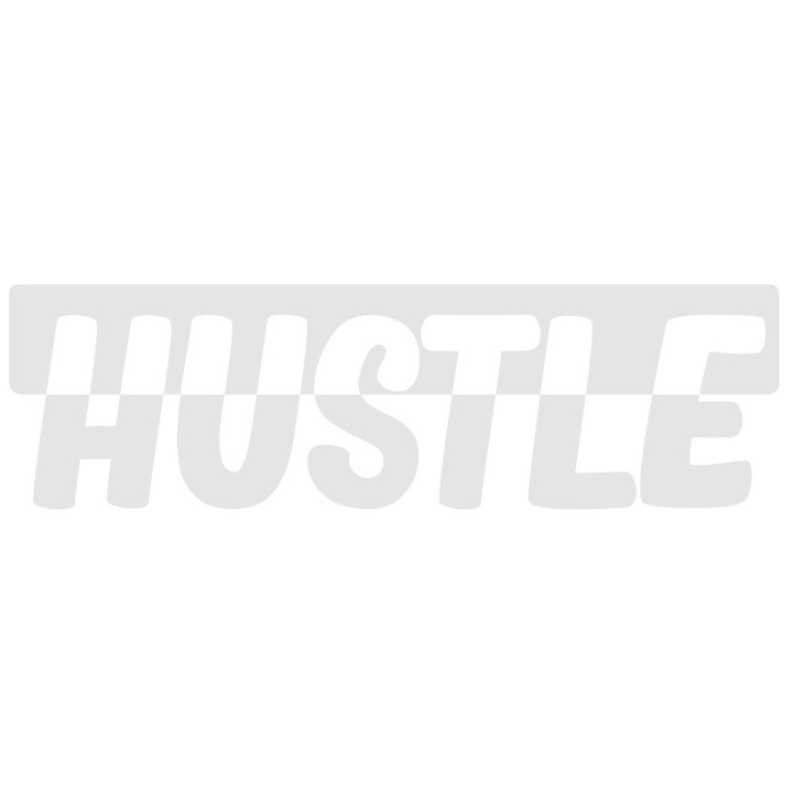 Sticker Exterior pentru cei care muncesc din greu cu textul in limba engleza "Hustle", Vinyl Alb, 30 cm