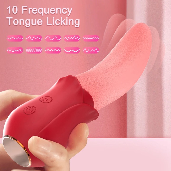 Realistic Licking Tongue Rose Vibrators FairyKiss Sex Toys For Women, Massagers With 10 Speeds Nipples Clitoral Stimulationd, Masturbator For Adult Female Couples, Waterproof, Rose Red