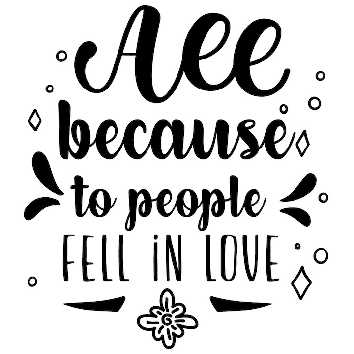 Sticker Exterior cu text in engleza "All, because to people fell in love", Vinyl Negru, 30 cm