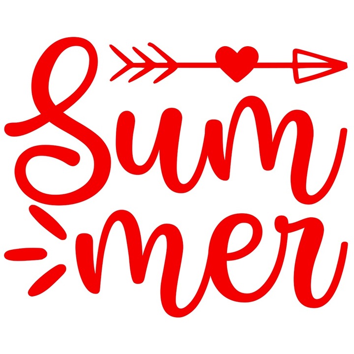 Sticker Exterior cu sageata si inimioara pentru iubitorii anotimpului vara - distractie vacanta plaja, Vinyl Rosu, 25 cm