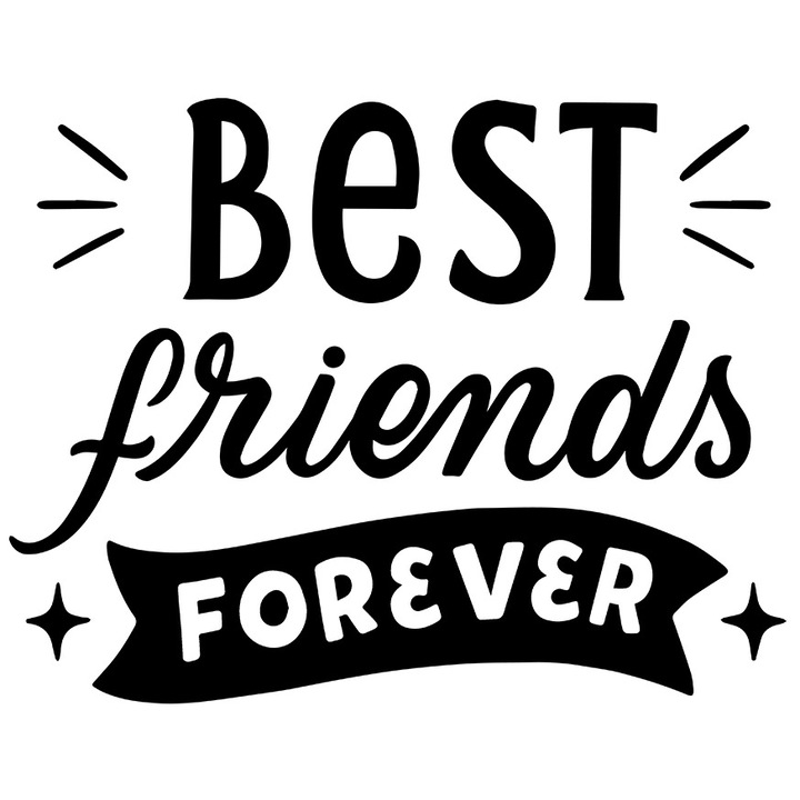 Sticker Exterior pentru cei mai buni prieteni cu mesajul "Best friends forever" - cei mai buni prieteni pentru totdeauna, Vinyl Negru, 20 cm