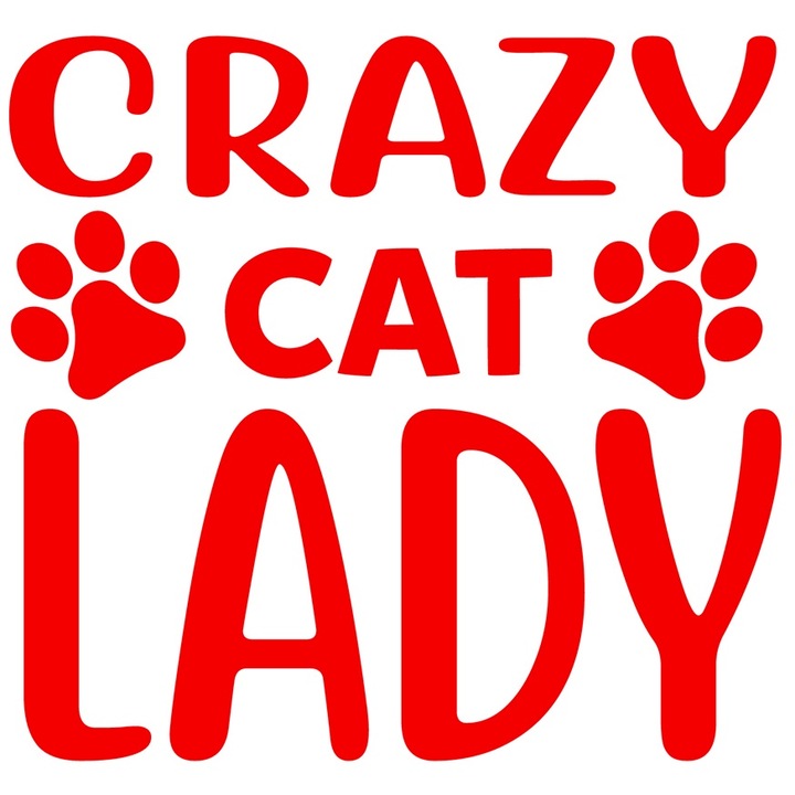 Sticker Exterior cu labute pentru o doamna nebunatica si crescatoare de pisici, Vinyl Rosu, 30 cm