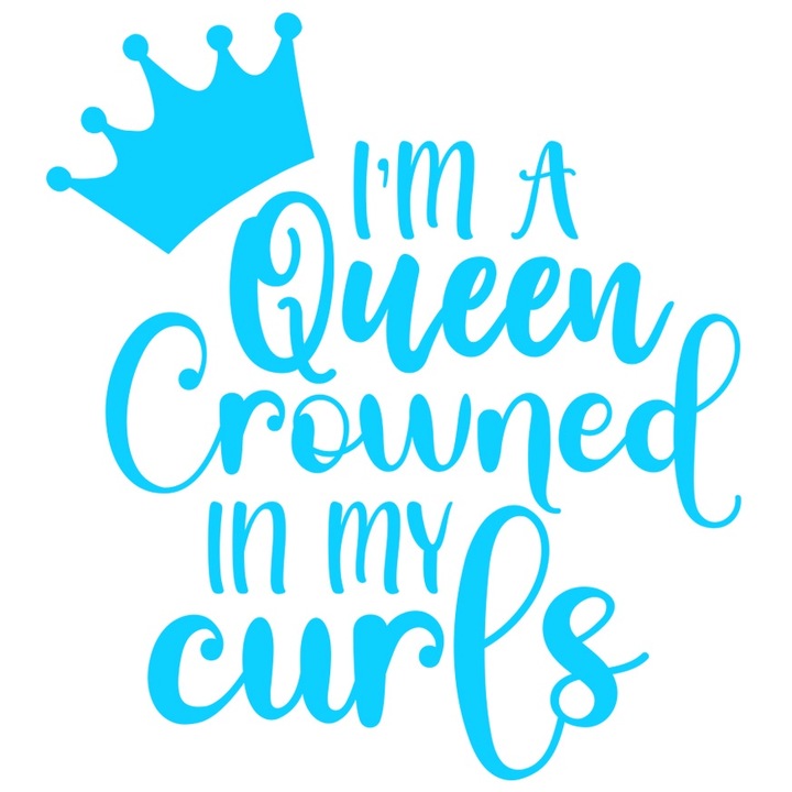 Sticker Exterior cu o coroana regala pentru reginele incoronate in buclele lor, Vinyl Albastru, 25 cm