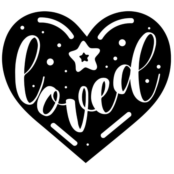 Sticker Exterior cu o inimioara si o steluta pentru persoanele indragostite - iubite, Vinyl Negru, 25 cm