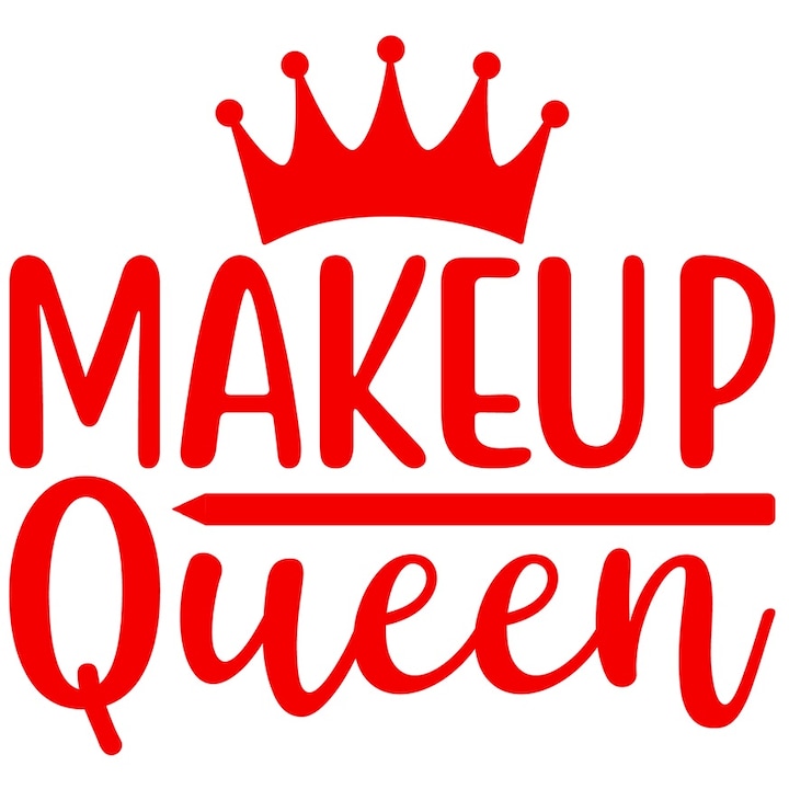 Sticker Exterior pentru regina machiajului - coroana regala, Vinyl Rosu, 25 cm