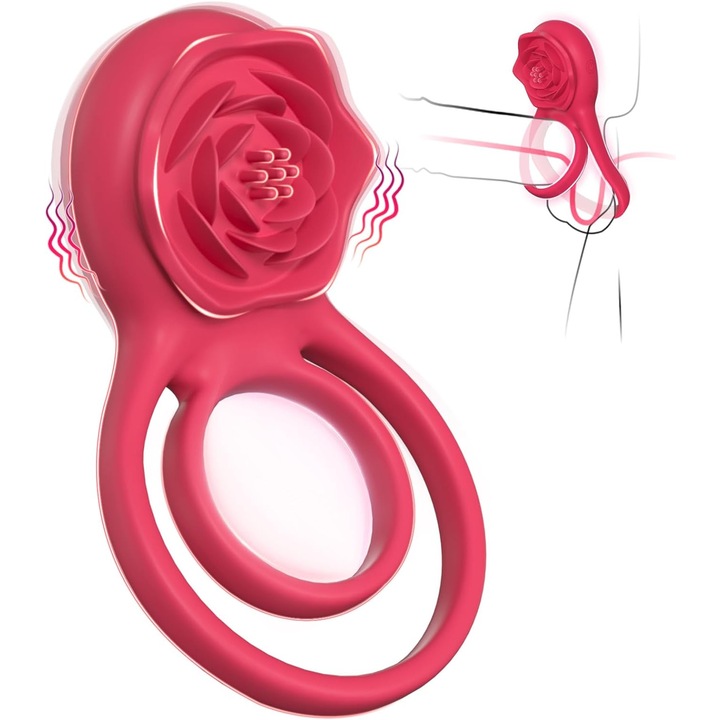 Inel penis vibrator, FairyKiss® jucarii sexuale cuplu, 9 moduri de vibratie, Timp de ejaculare intarziat, Stimulator Clitoridian si Punctul G, reincarcabil prin USB, rezistent la apa, silicon moale