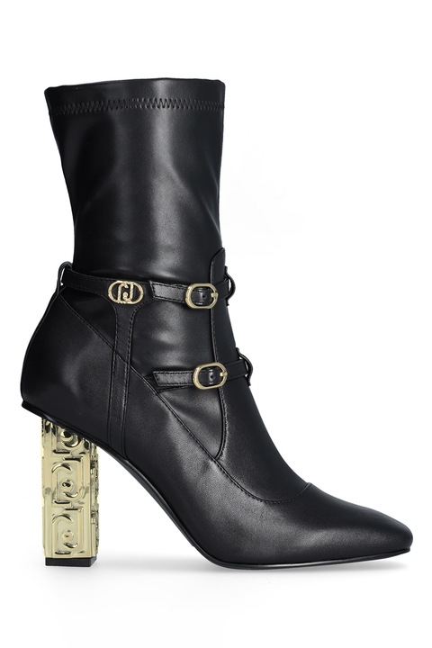 Liu Jo, Botine de piele si piele ecologica cu toc masiv, Negru, 40