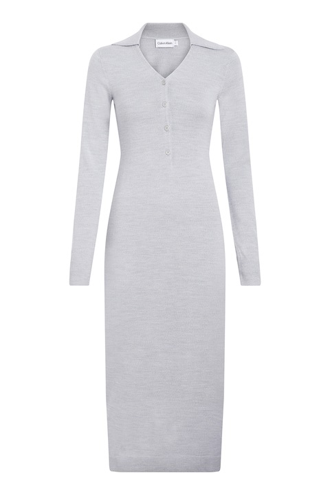 CALVIN KLEIN, Вълнена рокля с шпиц, Сив