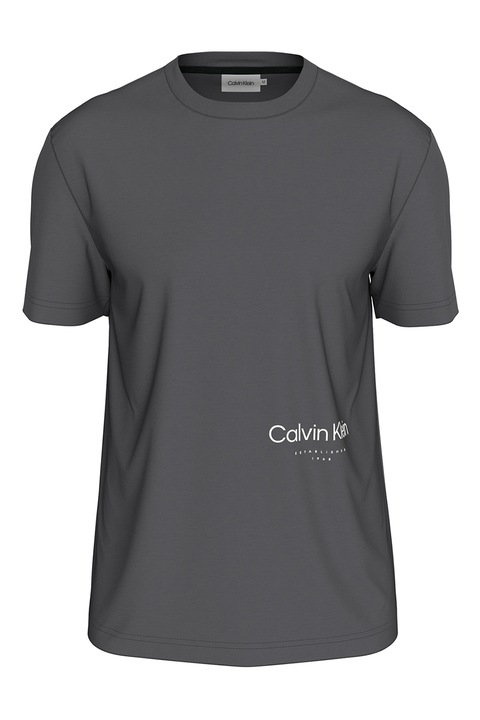 CALVIN KLEIN, Памучна тениска с лого, Въглен сиво