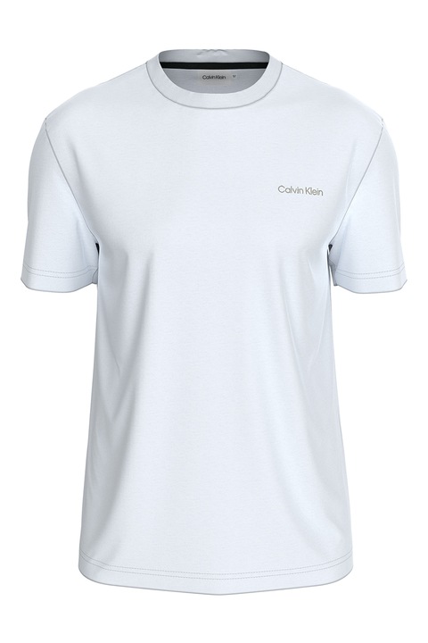 CALVIN KLEIN, Памучна тениска с овално деколте, Бял/Сив