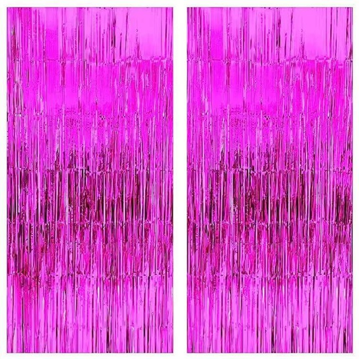 Set 2 perdele decorative pentru petreceri, Hokretme, folie roz