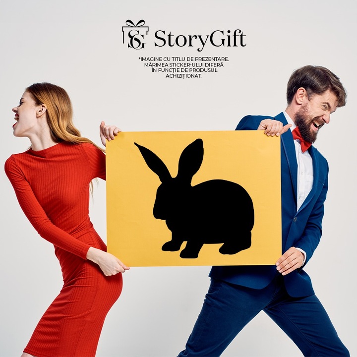 Външен стикер със зайче - малък гризач, черен винил, 25 см