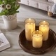 3 db, barna üveg lángmentes gyertya készlet, elemes, villogó LED-ek, Φ 7,5 cm / H 10 cm 12 cm 15 cm