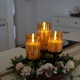 3 db lángmentes gyertya készlet füstös arany üvegből távirányítóval, elemes, villódzó LED-ekkel, Φ 7,5 cm / H 10 cm 12 cm 15 cm