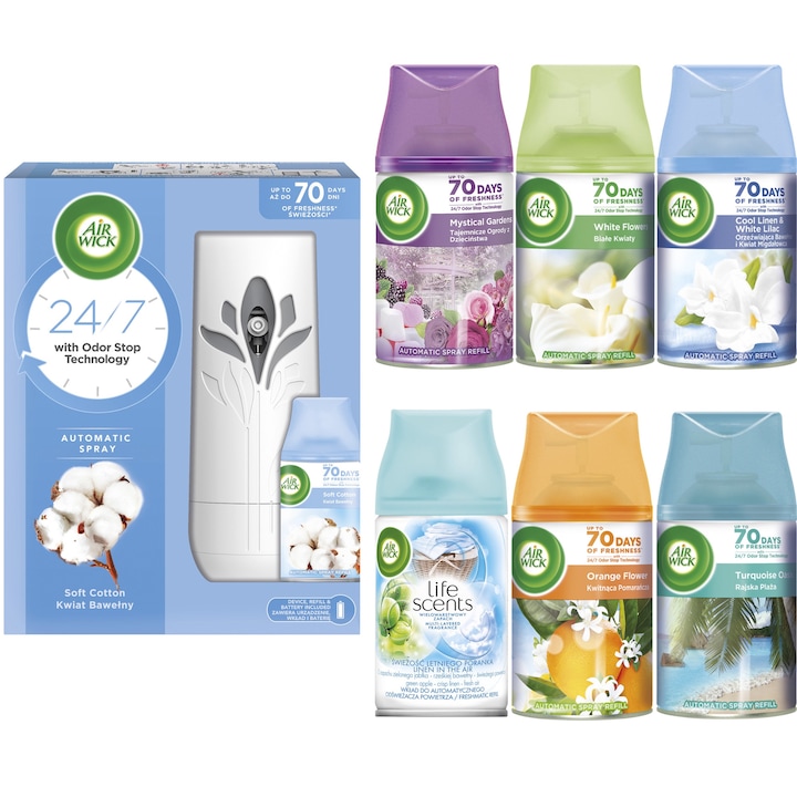 Odorizant camera, Air Wick Freshmatic, 6 rezerve, 250ml