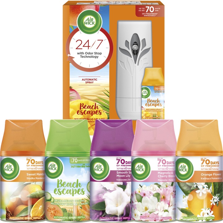 Set odorizante Air Wick Freshmatic, diverse arome, 6 rezerve