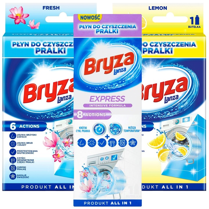 Set 3x250ml Bryza, Detergent pentru Curatarea Masinii de Spalat, Parfum Citric