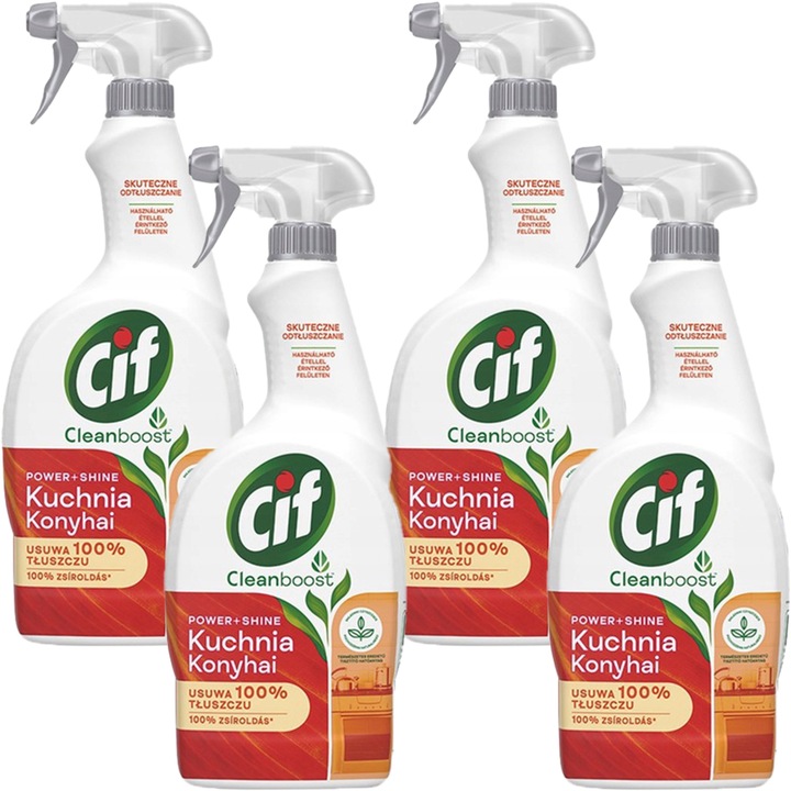 Konyhai spray, Cif Power&Shine, 4 db-os készlet, 750ml