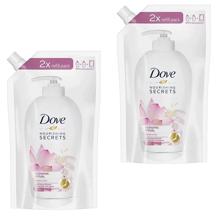 Течен сапун, Dove, Nourishing Secrets Glowing Ritual, есенция на лотос, 500 мл, 2 броя