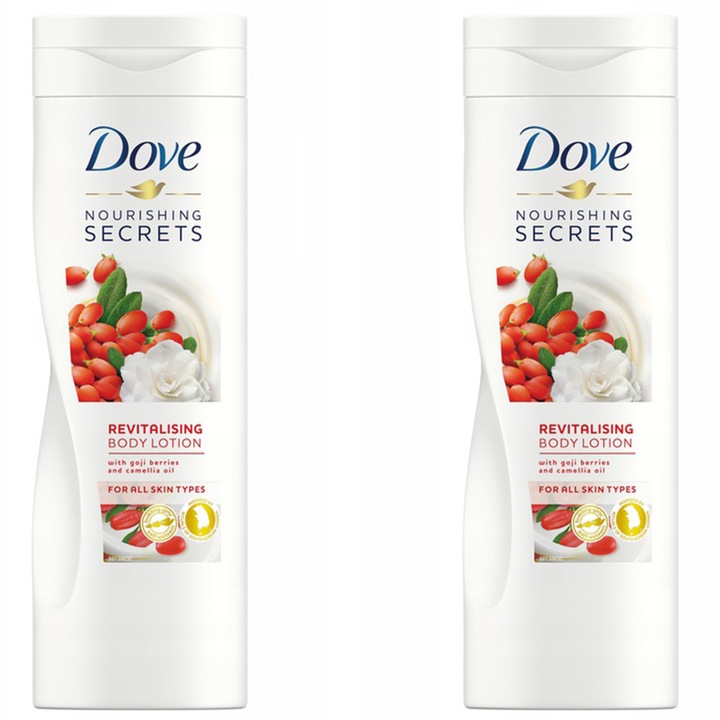 Dove Revitalizing Ritual комплект балсам за тяло, екстракт от годжи и масло от камелия, 400 мл x2