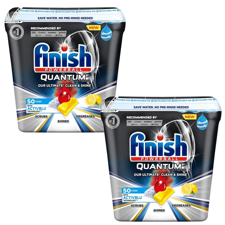 Detergent vase, Finish, Quantum Ultimate, 100 capsule, Lemon