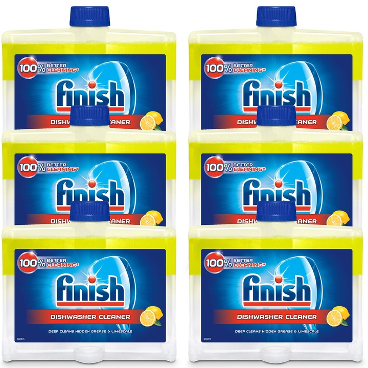 Set 6 Solutii de Curatare Masina de Spalat Vase, Finish, Lemon, 6 x 250 ml