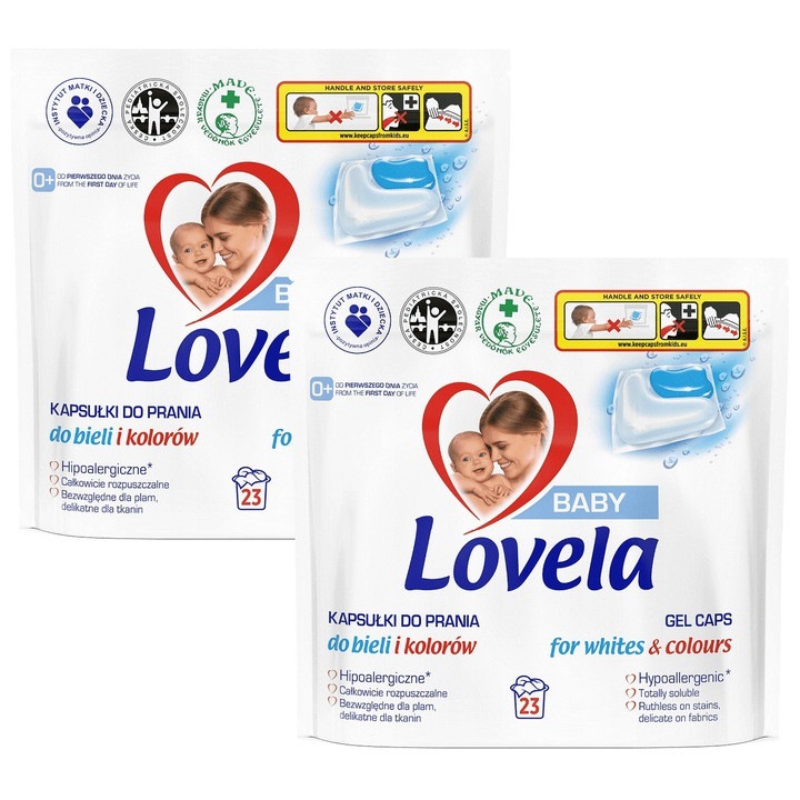 Detergent rufe, Lovela, hipoalergenic, set 2 buc, 23 capsule