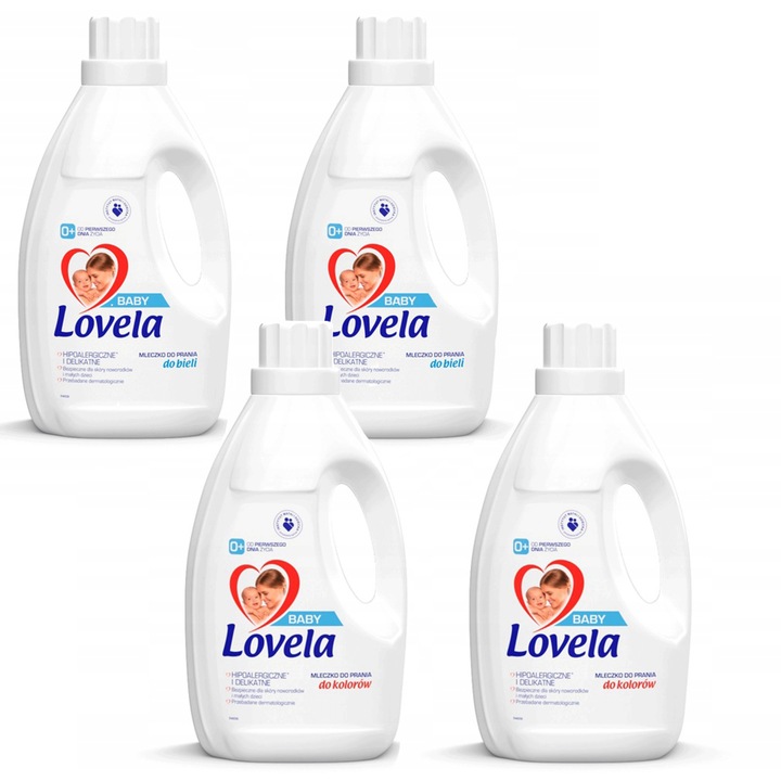 Lovela mosószer készlet, hipoallergén, csecsemőknek és gyerekeknek, Biel + Kolor, 4 db x 1,45 l